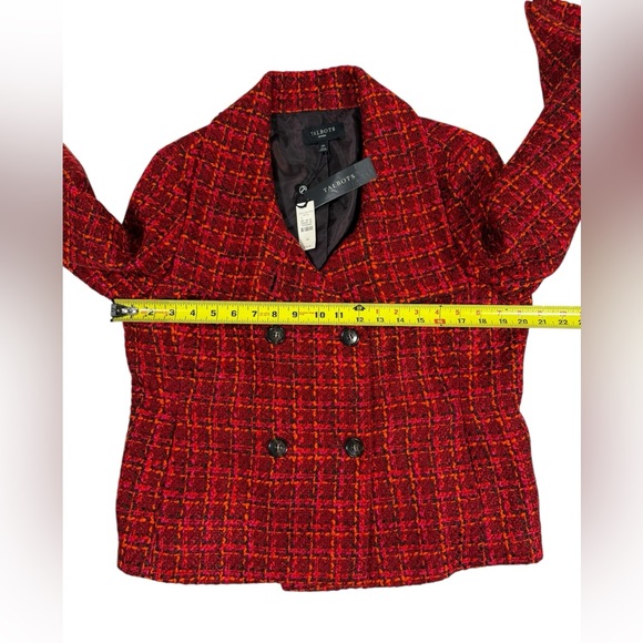 Talbots Size 14P Red Tweed Wool Blend Blazer Double Breasted Classic Career NWT - Picture 4 of 7